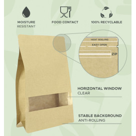 Paper StandUp Kraft with self closing and Window 16+8x26cm (50 Units)