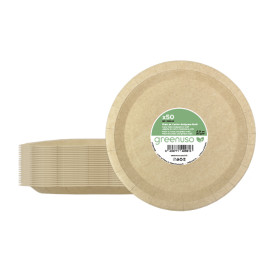 Paper Plate Round Shape Greaseproof Kraft Ø26cm 245g/m² (350 Units) 