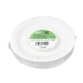 Round Paper Plate “Radial” White Ø18cm 200gr/m² (650 Units)