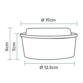 Paper Kraft-Kraft Soup Bowl with PET Lid 500ml Ø15cm (250 Units)