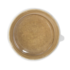Paper Kraft-Kraft Soup Bowl with PET Lid 500ml Ø15cm (250 Units)