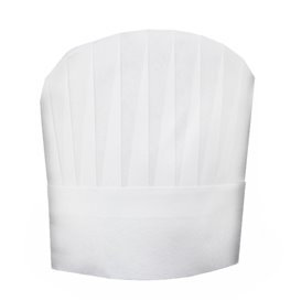 Disposable Chef Hat Pinstripe "TST" White (10 Units)
