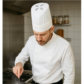 Disposable Chef Hat Pinstripe "TST" White (100 Units)
