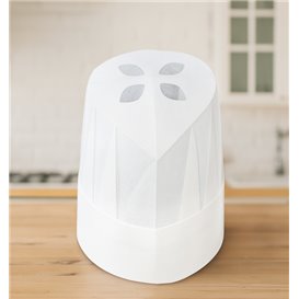 Disposable Chef Hat Pinstripe "TST" White (10 Units)