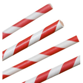 Paper Straw Straight Striped Ø0,6cm 20cm (250 Units)