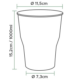 Reusable Cup PP Clear 1.000ml Ø9,4cm (25 Units)
