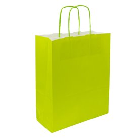 Paper Bag with Handles Green 90g/m² 28+10x22 cm (250 Units)