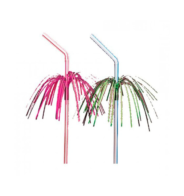 Plastic Straw Flexible PS Palm Tree Design Ø0,5cm 23cm 