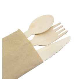 Wooden Cutlery Kit Fork, Knife Spoon (25 Units)