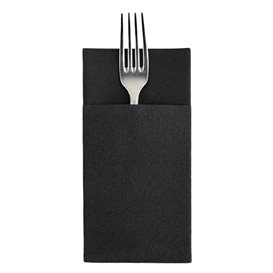 Pocket Fold Airlaid Napkins "Kanguro" Black 40x40cm (480 units)