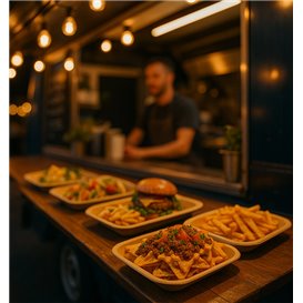 Paper Tray Greaseproof Shape Kraft 15x23cm 245g/m² (50 Units)