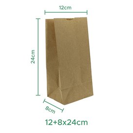 Paper Bag without Handle Kraft 50g/m² 12+8x24cm (1.000 Units)