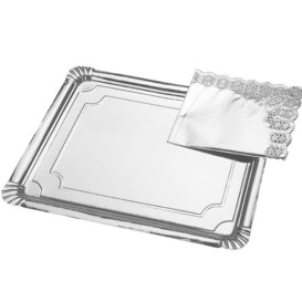 Paper Tray Rectangular shape Silver 25x34cm (100 Units)  