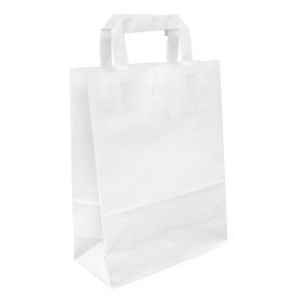Paper Bag with Handles Kraft White 100g/m² 22+11x27cm (250 Units)
