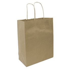 Flat Handle Kraft Paper Bags 80g/m² 22+10x28cm (250 Units)