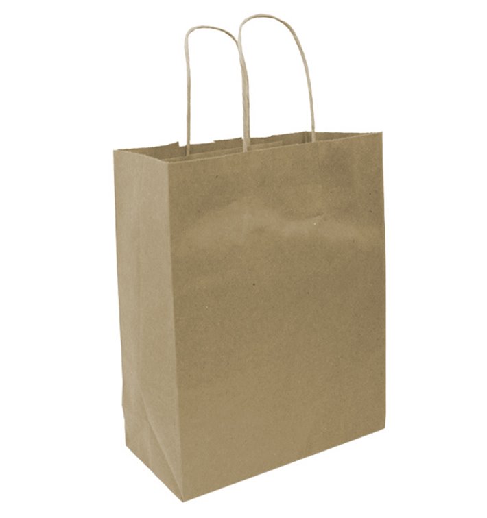 Flat Handle Kraft Paper Bags 80g/m² 22+10x28cm (250 Units)