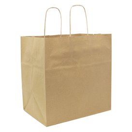 Paper Bag with Handles Kraft Flat 70g/m² 25+17x26cm (50 Units) 