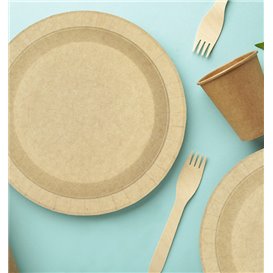 Paper Plate Round Shape Greaseproof Kraft Ø18cm 195g/m² (50 Units) 