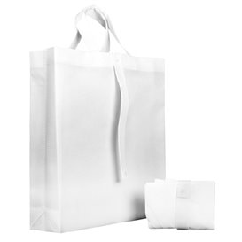 Non-Woven PREMIUM Foldable Foldable Bag with Short Handles White 40+15x40cm (25 Units)