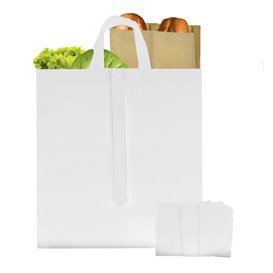 Non-Woven PREMIUM Foldable Foldable Bag with Short Handles White 40+15x40cm (25 Units)