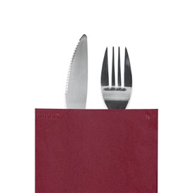 Paper Cutlery Envelopes with Napkin Burgundy 11x25cm (100 Units)