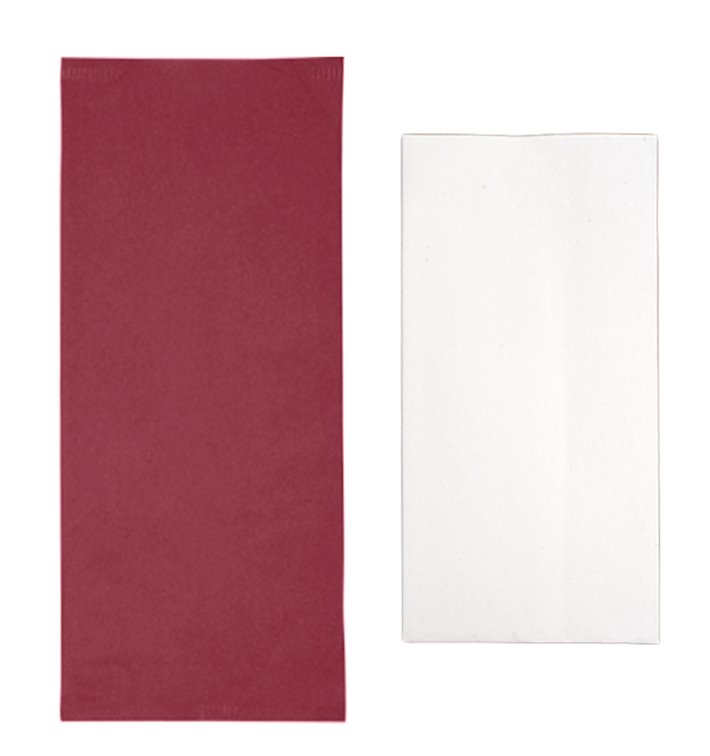 Paper Cutlery Envelopes with Napkin Burgundy 11x25cm (100 Units)