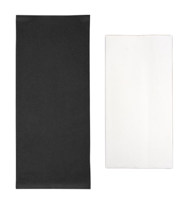 Paper Cutlery Envelopes with Napkin Black 11x25cm (100 Units)