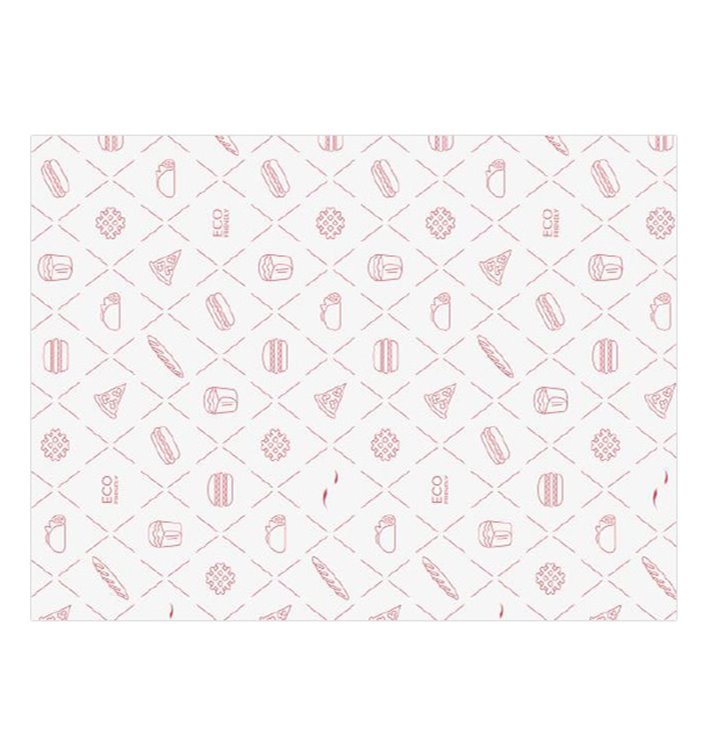 Eco Greaseproof Paper for Wrappling Red 30x40cm (1.000 Units)
