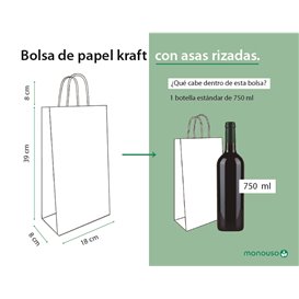 Paper Bottle Bag with Handles Kraft 18+8x39cm (300 Units)