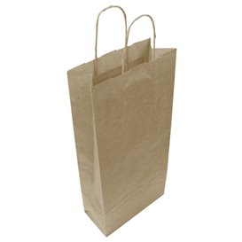 Paper Bottle Bag with Handles Kraft 18+8x39cm (50 Units) 