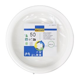 Reusable Plate Flat Economic PS White Ø16,5cm (50 Units)  