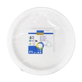Reusable Plate Flat Economic PS White Ø22cm (50 Units)  