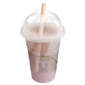 Compostable PLA Dome Cup Lid Green Stripe® with Hole Ø9,6cm (1.000 Units)