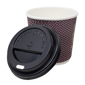 Lid with Hole for Paper Cup 7Oz Black Ø7,2cm (100 Units)
