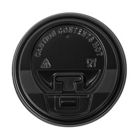 Lid with Hole for Paper Cup 7Oz Black Ø7,2cm (100 Units)