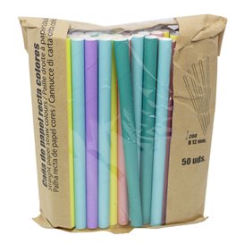 Straight Paper Cane Colors Ø1,2cm 20cm (50 Units)