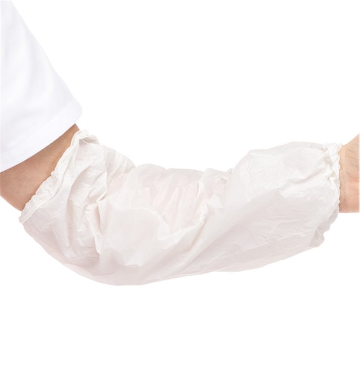 Disposable Plastic Over Sleeve PE White G80 18x44cm (1.000 Units)