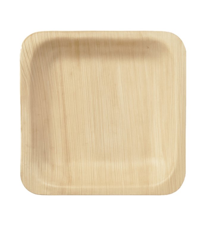 Square Wooden Plate 10,5x10,5cm (25 Units)