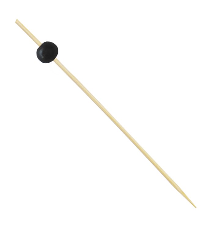 Bamboo Food Pick "Big Ball" Design Black 12,5cm (100 Units)  