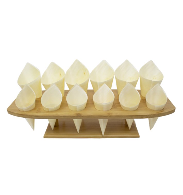 Bamboo Serving Cone Holder 12 Slots (1 Units)