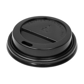 Lid with Hole for Paper Cup 7Oz Black Ø7,2cm (50 Units)