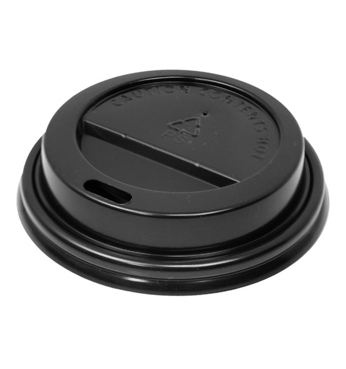 Lid with Hole for Paper Cup 7Oz Black Ø7,2cm (50 Units)