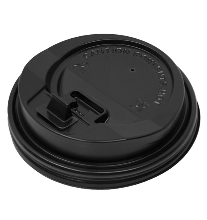 Lid for Paper Cup Hole Black Carton 8, 9, 12 Oz Ø8,0cm (1000 Units)