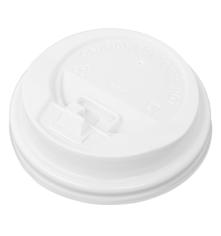 Plastic Lid with Hole PS White Ø8,0cm (1000 Units)