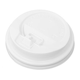 Plastic Lid with Hole PS White Ø8,0cm (50 Units)