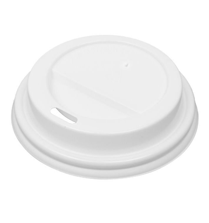 Lid with Hole for Paper Cup 7Oz White Ø7,2cm (50 Units)