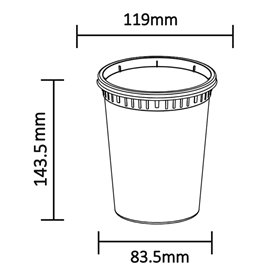 Plastic Deli Range Container in PP Transparent with Lid 960ml (40 Units)
