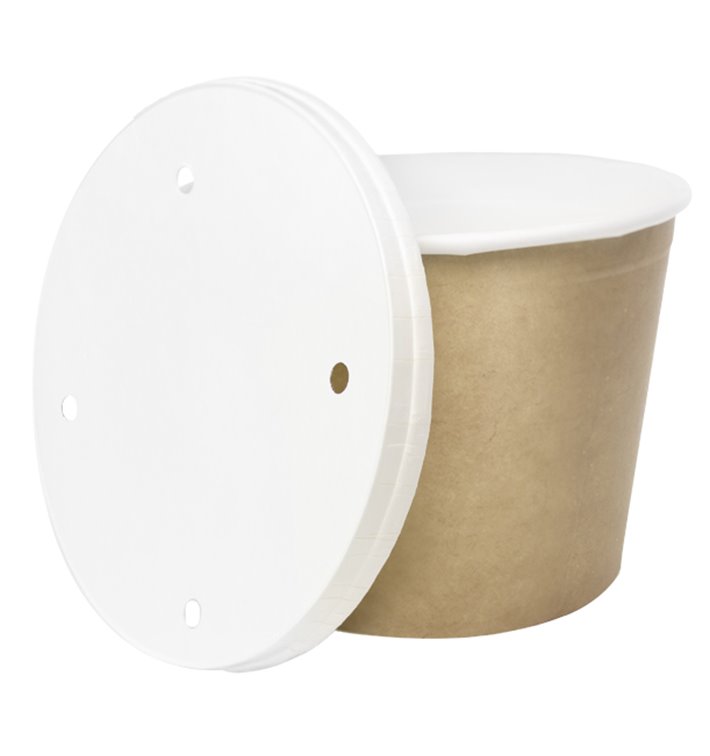 Paper Bucket Kraft with Lid 1750ml (100 Units)