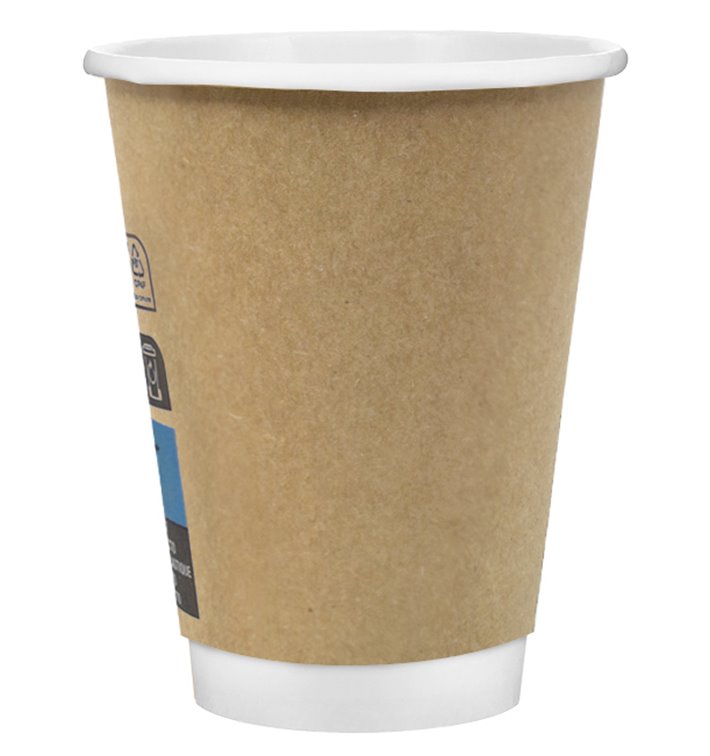 Cardboard Cup 12Oz/360ml Double Wall Smooth Kraft Ø9cm (500 Units)