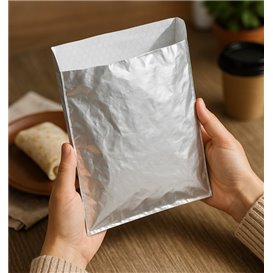 Silver Greaseproof Aluminum Foil Bag 22,3+5x20cm (250 Units)
